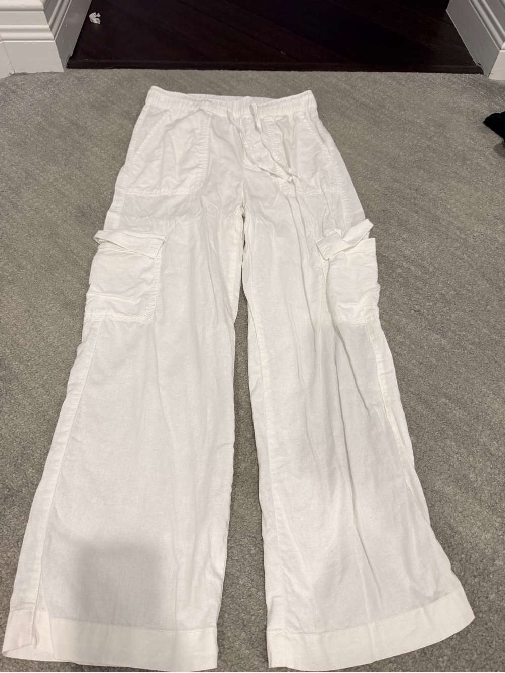 Gap linen White Wide-Leg Cargo Pants